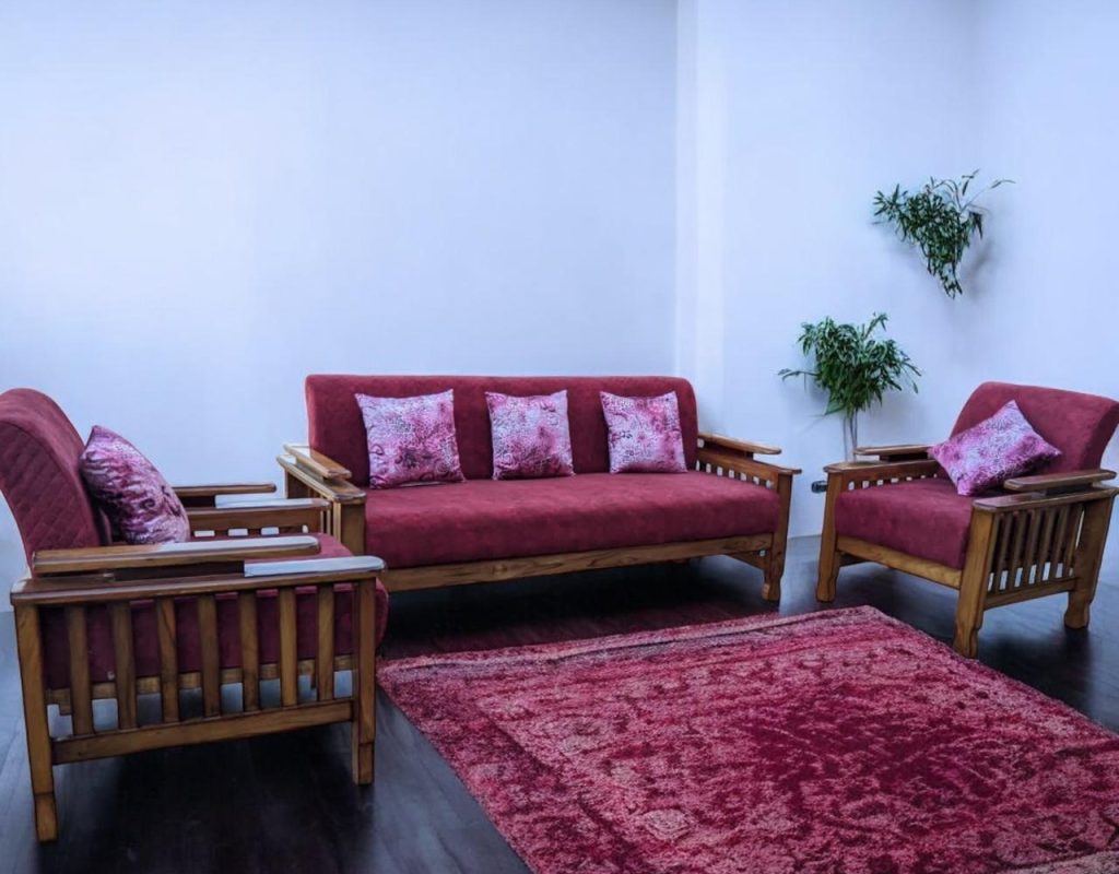 Red Rose Coloured Sofa Sets for Indoor